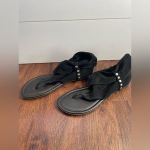 Women's Black Sandals/Shoes Ankle Strap with Zipper Size 10